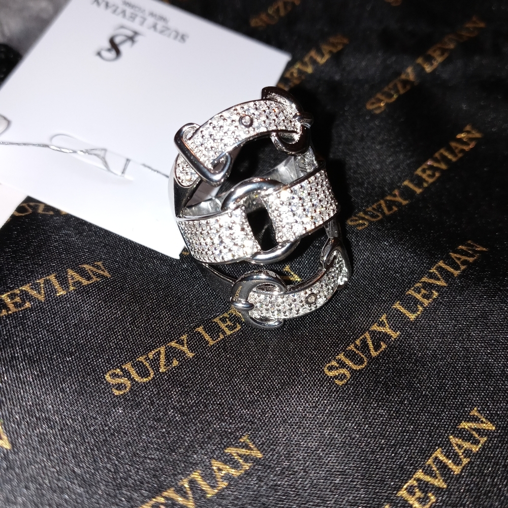 Sterling Silver CZ Triple Buckle Ring Size 7 NWT - Picture 3 of 15